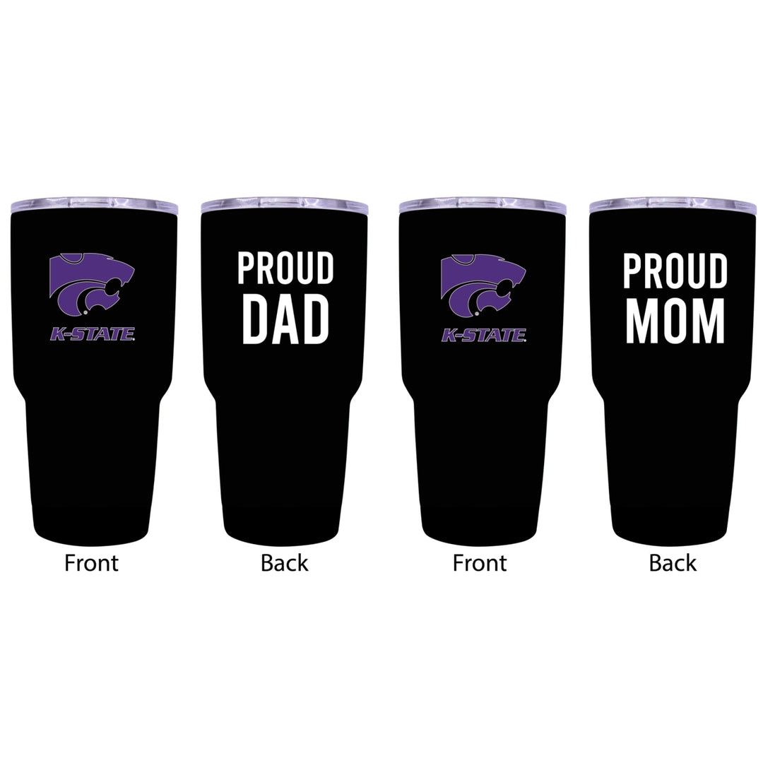 Kansas State Wildcats Proud Parent 24 oz Insulated Tumblers Set - Black, Mom and Dad Edition Image 1