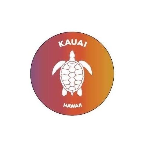 Kauai Hawaii 4" Round Decal Turtle Design Image 1