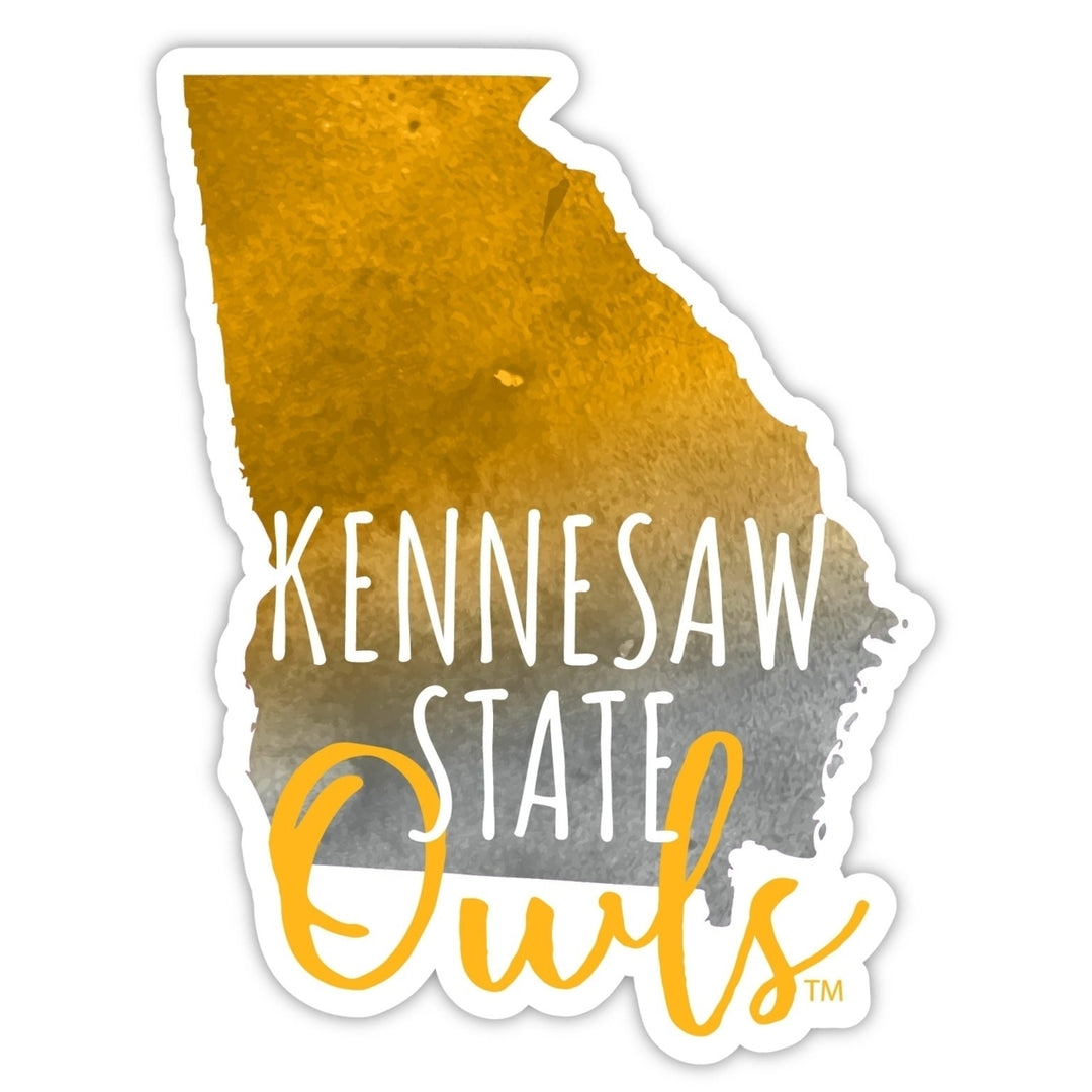 Kennesaw State University 4-Inch Watercolor State Shaped NCAA Vinyl Decal Sticker for Fans, Students, and Alumni Image 1