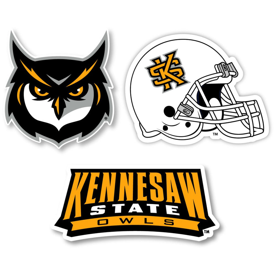 Kennesaw State University 3 Pack 4-Inch Each NCAA Durable School Spirit Vinyl Decal Sticker Image 1