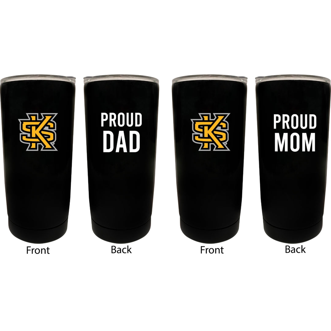 Kennesaw State University NCAA Insulated Tumbler - 16oz Stainless Steel Travel Mug Proud Mom and Dad Design Black Image 1