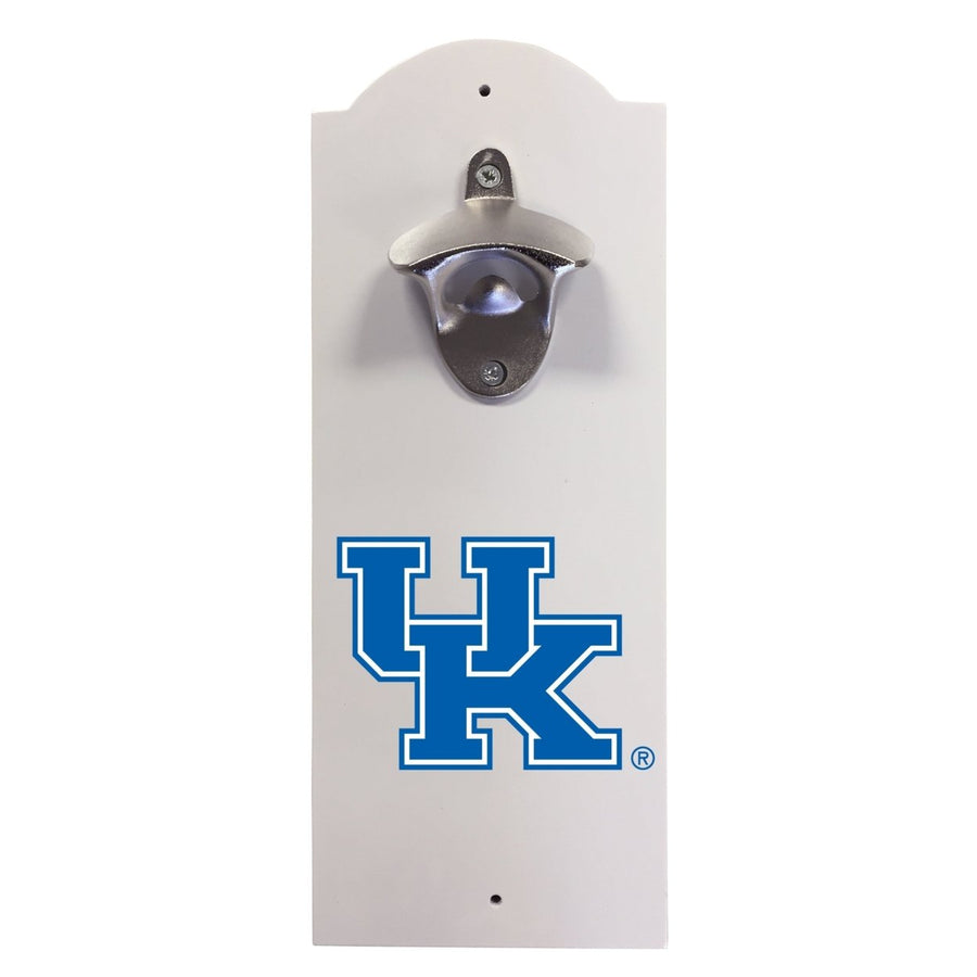 Kentucky Wildcats Wall-Mounted Bottle Opener  Sturdy Metal with Decorative Wood Base for Home Bars, Rec Rooms and Fan Image 1