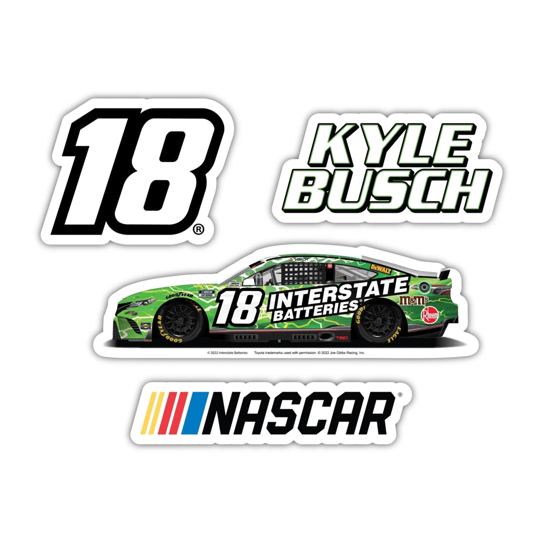 Kyle Busch 18 NASCAR Cup Series 4 Pack Laser Cut Decal Image 1