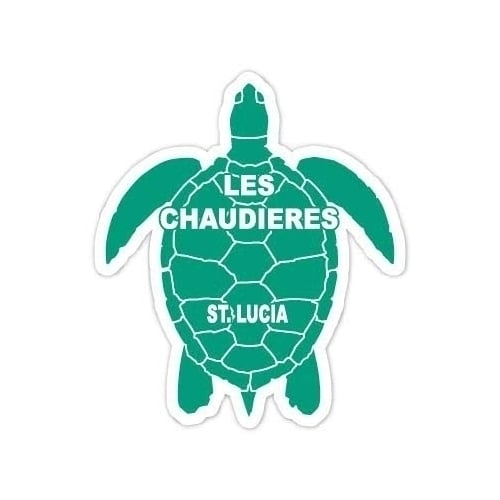 Les Chaudieres St. Lucia 4 Inch Green Turtle Shape Decal Sticker Image 1