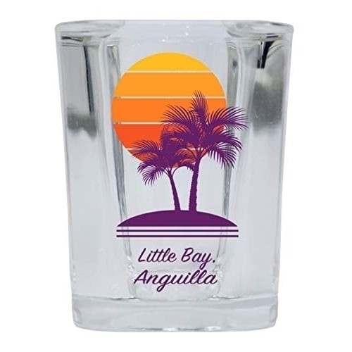 Little Bay Anguilla Souvenir 2 Ounce Square Shot Glass Palm Design Image 1