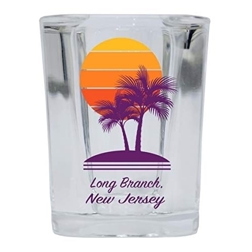 Long Branch Jersey Souvenir 2 Ounce Square Shot Glass Palm Design Image 1