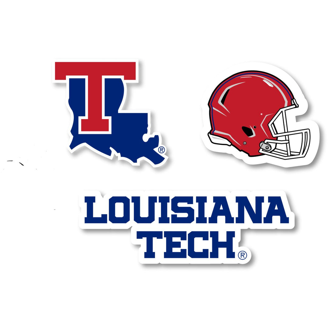 Louisiana Tech Bulldogs 3 Pack 4-Inch Each NCAA Durable School Spirit Vinyl Decal Sticker Image 1