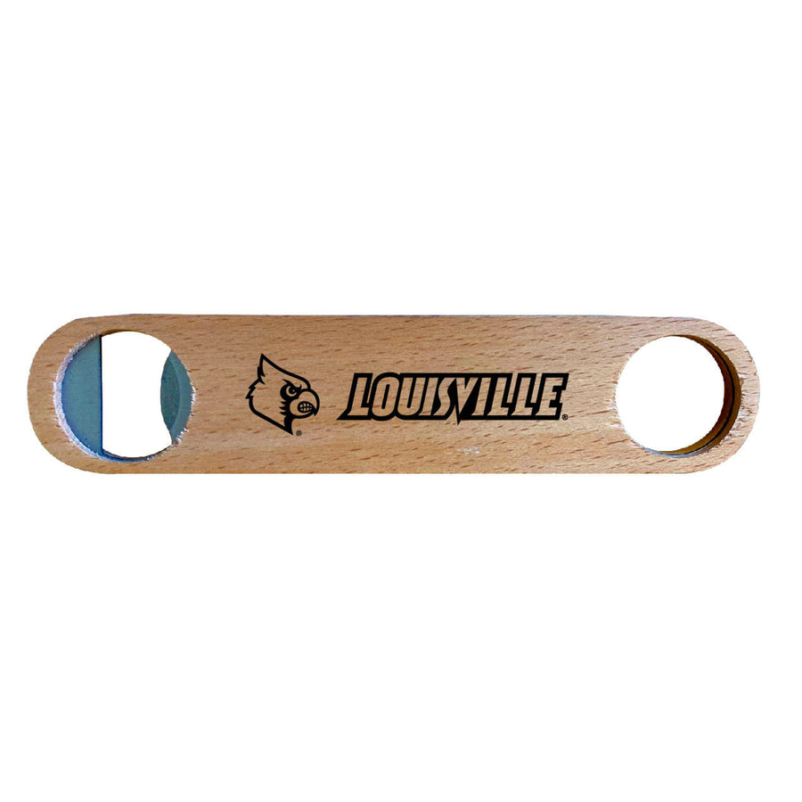 Louisville Cardinals Laser Etched Wooden Bottle Opener College Logo Design Image 1