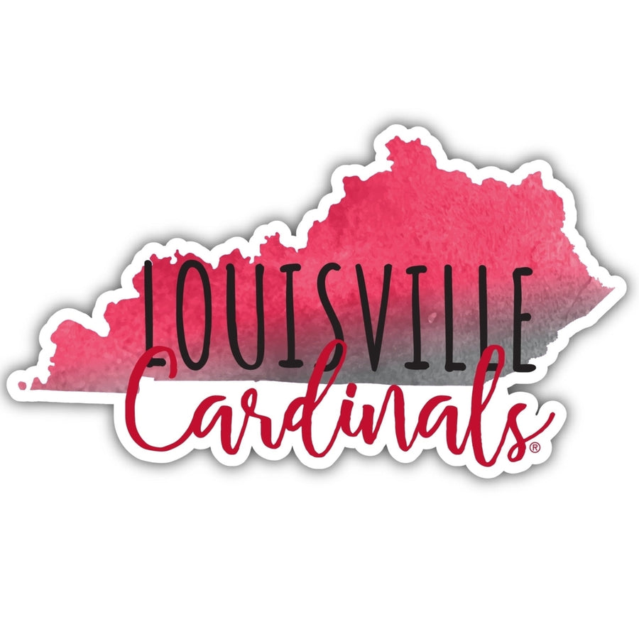 Louisville Cardinals Watercolor State Die Cut Decal 4-Inch Image 1