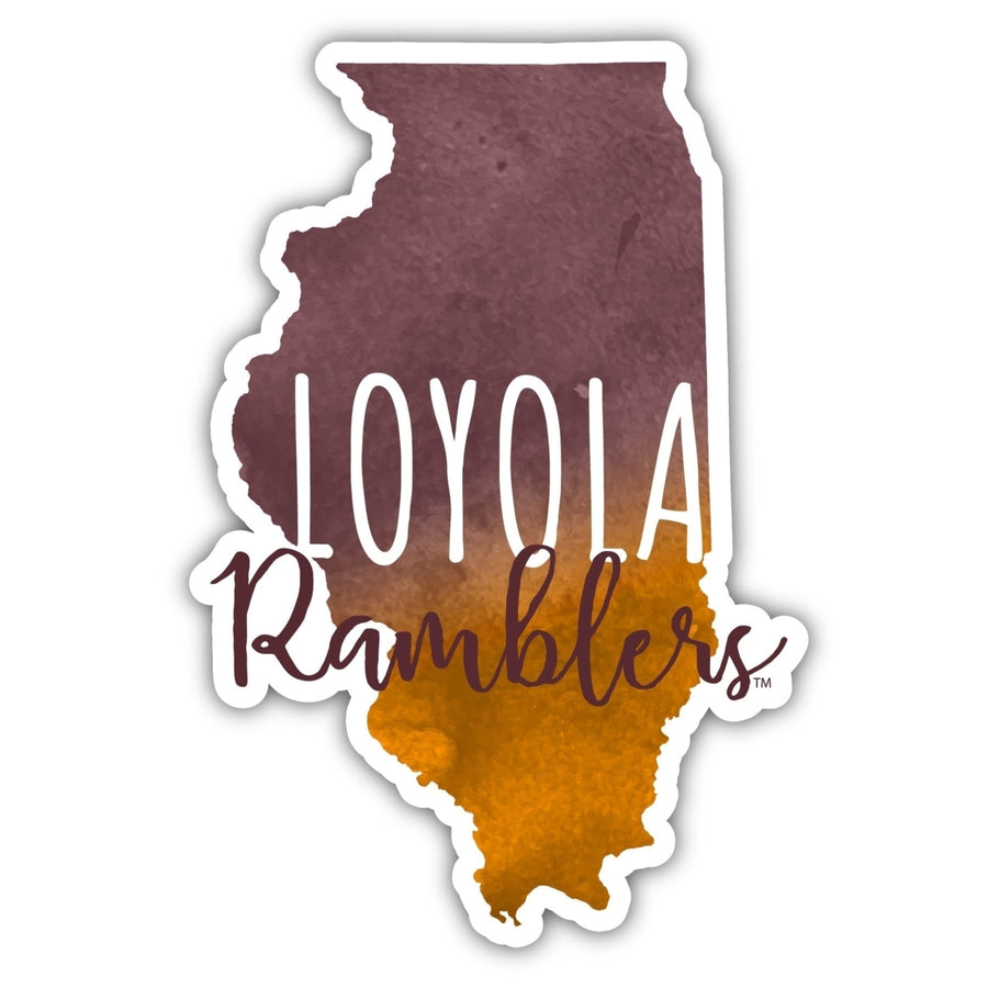 Loyola University Ramblers 2-Inch on one of its sides Watercolor Design NCAA Durable School Spirit Vinyl Decal Sticker Image 1