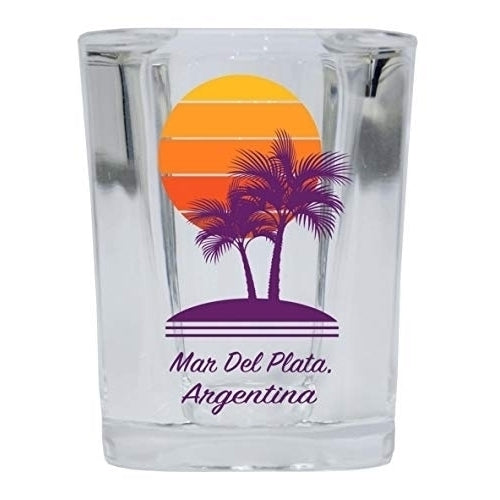 Mar Del Plata Argentina Souvenir 2 Ounce Square Shot Glass Palm Design Image 1