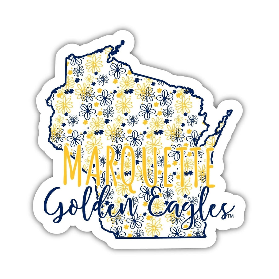 Marquette Golden Eagles 4-Inch State Shaped NCAA Floral Love Vinyl Sticker - Blossoming School Spirit Decal Image 1