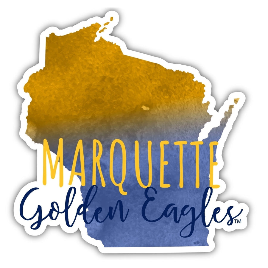 Marquette Golden Eagles 4-Inch Watercolor State Shaped NCAA Vinyl Decal Sticker for Fans, Students, and Alumni Image 1