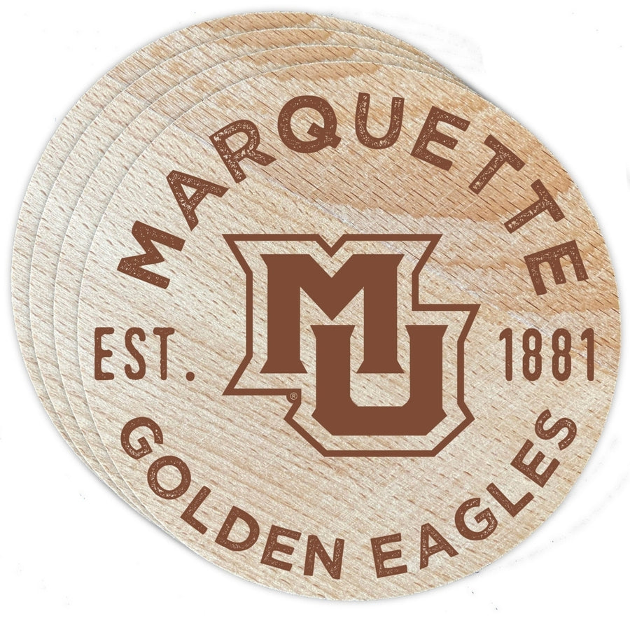 Marquette Golden Eagles Officially Licensed Wood Coasters (4-Pack) - Laser Engraved, Never Fade Design Image 1