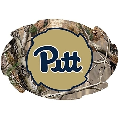 Pittsburgh Panthers Camo Design Swirl Shape 5x6-Inch NCAA High-Definition Magnet - Versatile Metallic Surface Adornment Image 1