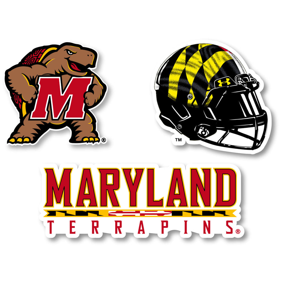 Maryland Terrapins 3 Pack 4-Inch Each NCAA Durable School Spirit Vinyl Decal Sticker Image 1