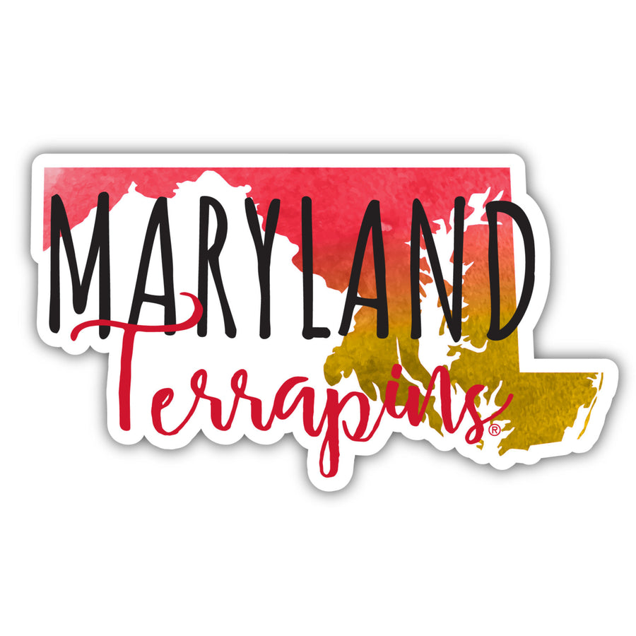 Maryland Terrapins 2-Inch on one of its sides Watercolor Design NCAA Durable School Spirit Vinyl Decal Sticker Image 1