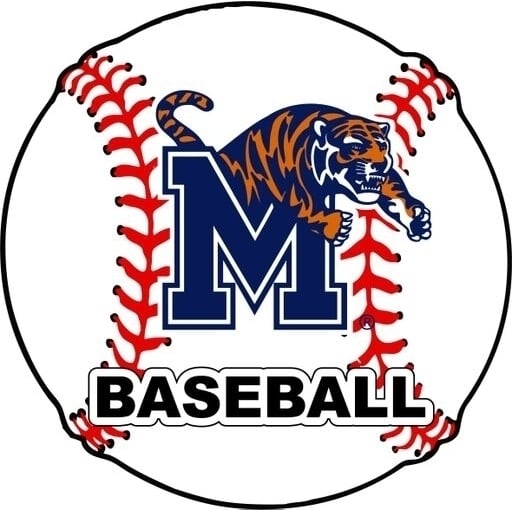 Memphis Tigers 4-Inch Round Baseball NCAA Passion Vinyl Decal Sticker Image 1