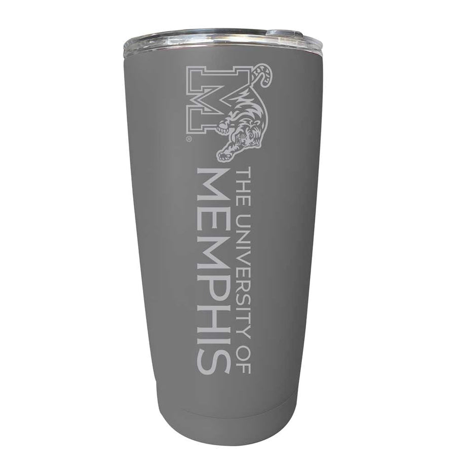 Memphis Tigers Etched 16 oz Stainless Steel Tumbler (Gray) Image 1