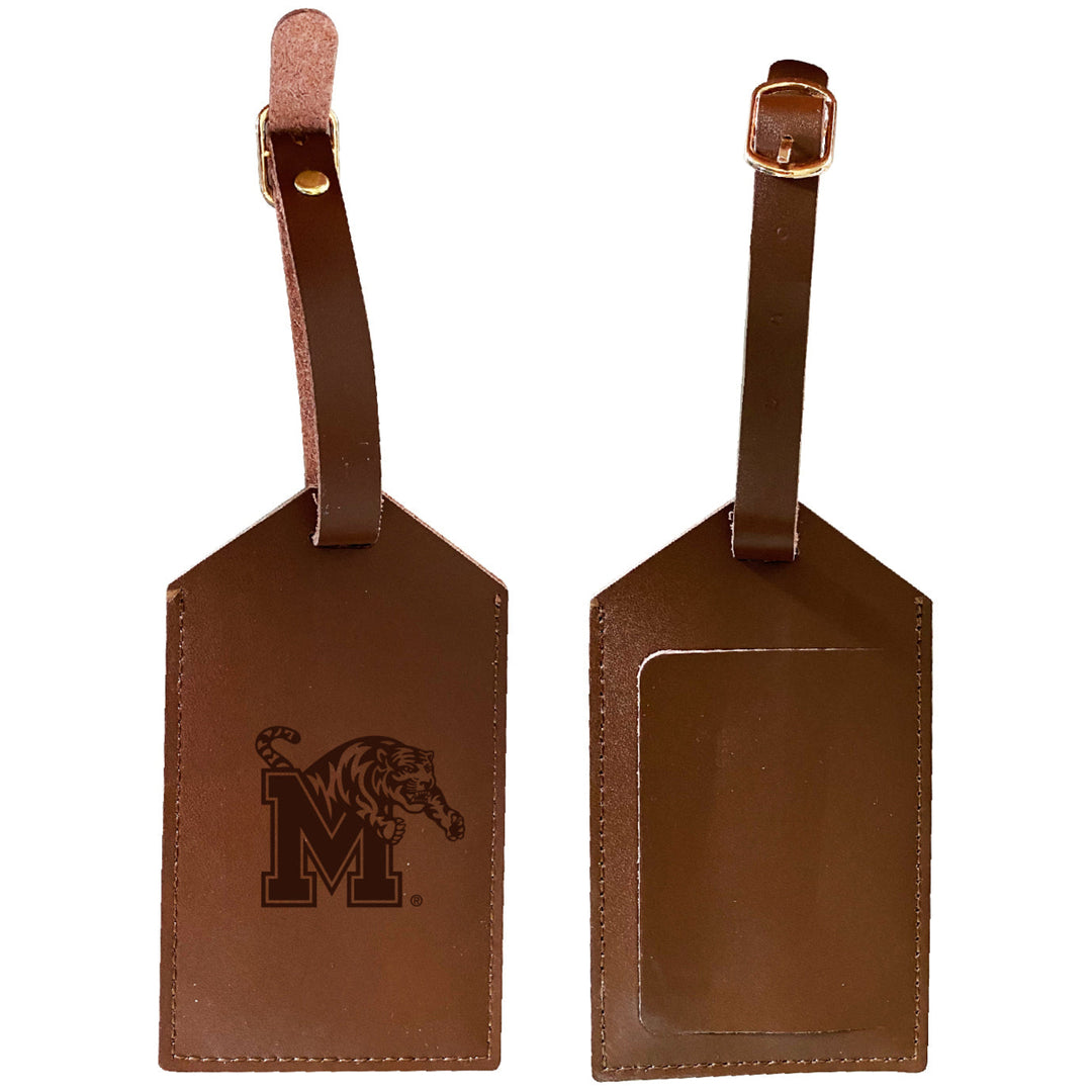 Elegant Memphis Tigers NCAA Leather Luggage Tag with Engraved Logo Image 1