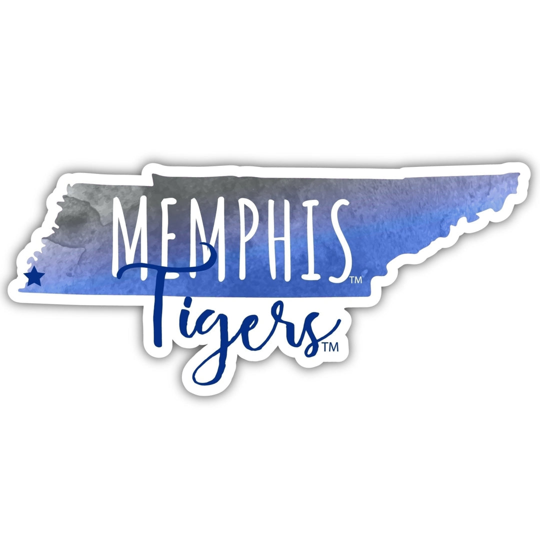 Memphis Tigers 2-Inch on one of its sides Watercolor Design NCAA Durable School Spirit Vinyl Decal Sticker Image 1