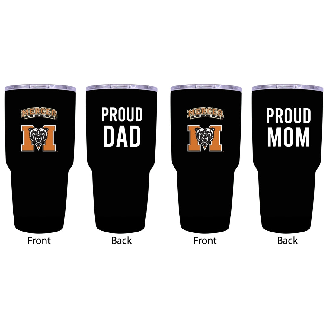 Mercer University Proud Parent 24 oz Insulated Tumblers Set - Black, Mom and Dad Edition Image 1