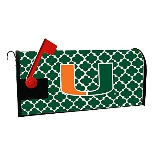 Miami Hurricanes Mailbox Cover-University of Miami Magnetic Mail Box Cover-Moroccan Design Image 1