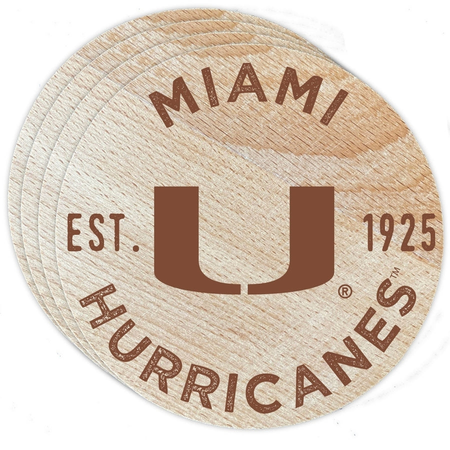 Miami Hurricanes Wood Coaster Engraved 4 Pack Image 1