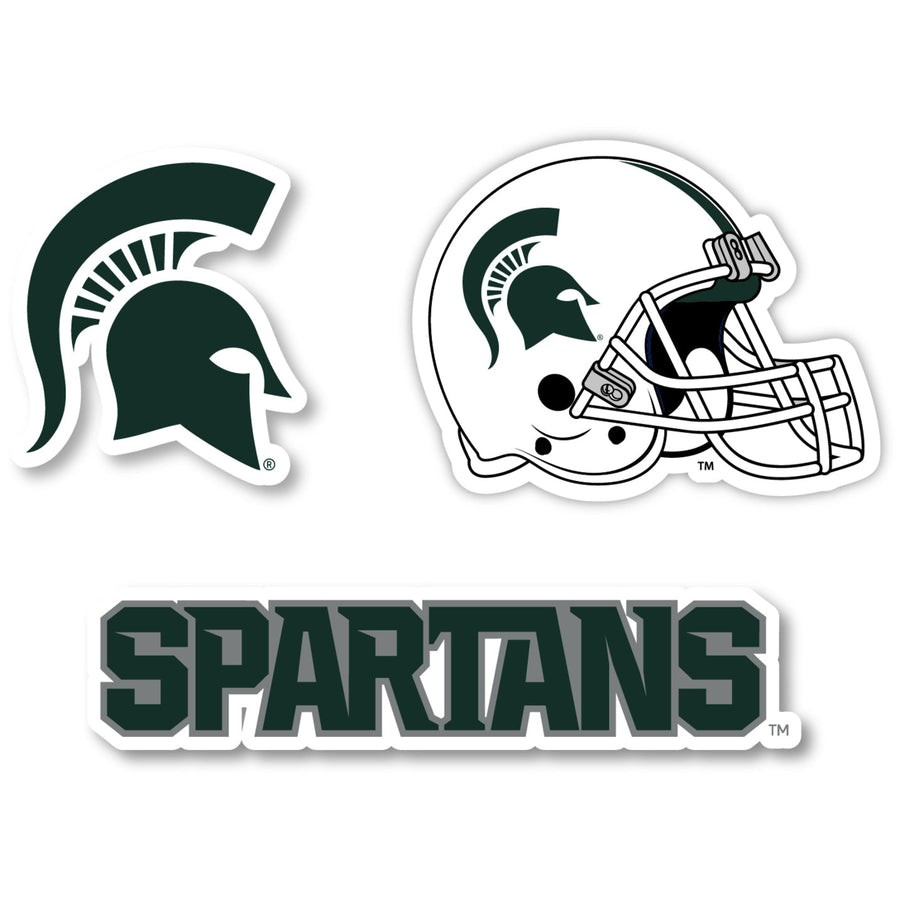 Michigan State Spartans 3 Pack 4-Inch Each NCAA Durable School Spirit Vinyl Decal Sticker Image 1