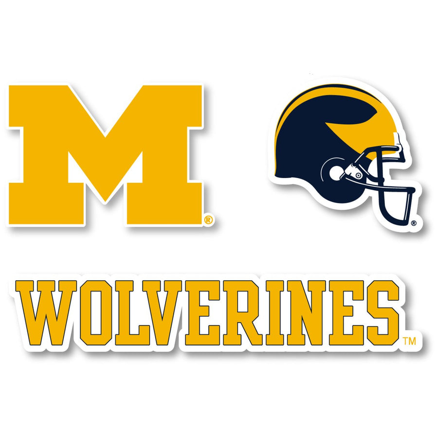 Michigan Wolverines 3 Pack 4-Inch Each NCAA Durable School Spirit Vinyl Decal Sticker Image 1