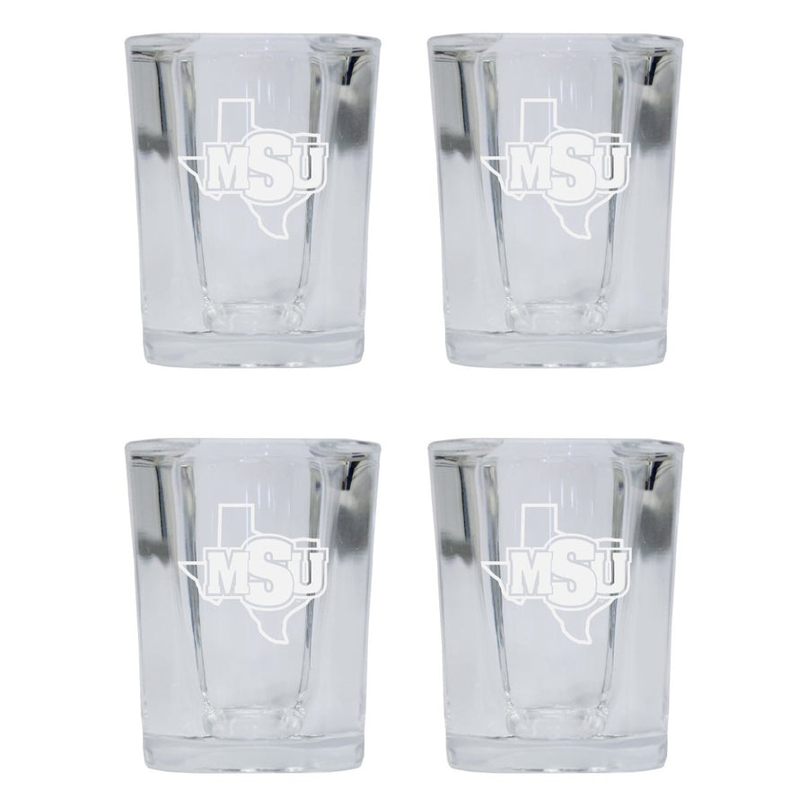 Midwestern State University Mustangs NCAA Collectors Edition 2oz Square Shot Glass - Laser Etched Logo 4-Pack Image 1