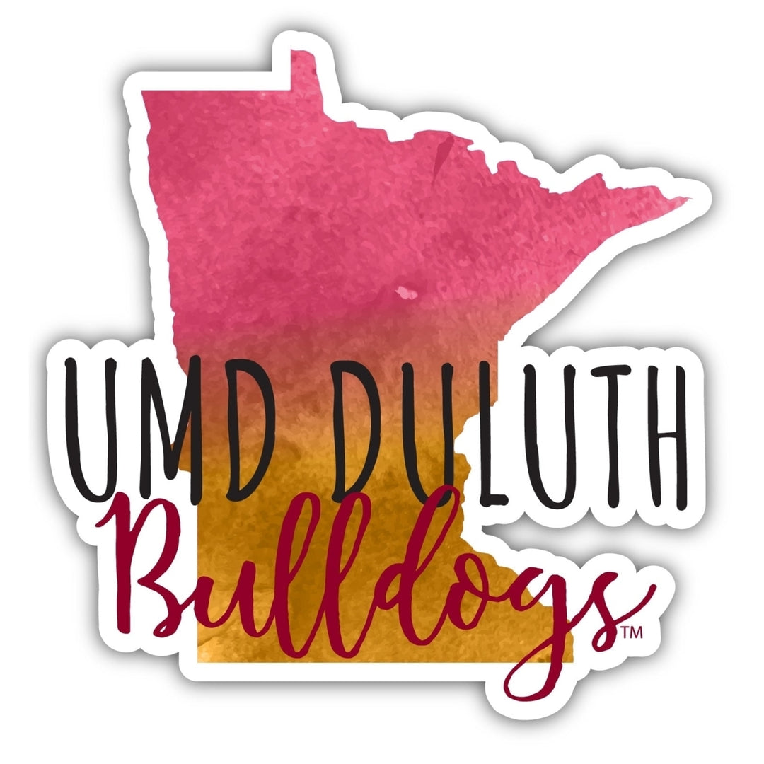 Minnesota Duluth Bulldogs 2-Inch on one of its sides Watercolor Design NCAA Durable School Spirit Vinyl Decal Sticker Image 1