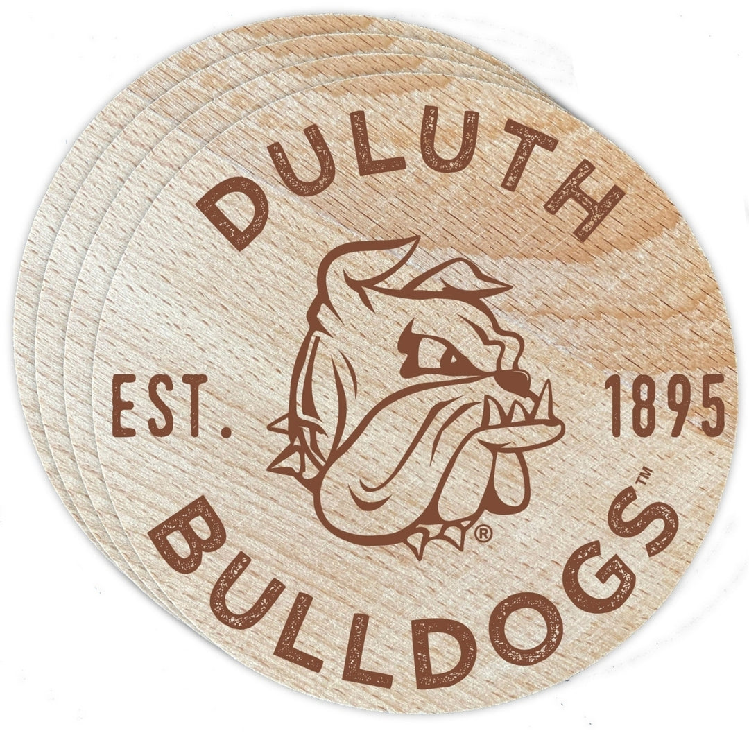 Minnesota Duluth Bulldogs Officially Licensed Wood Coasters (4-Pack) - Laser Engraved, Never Fade Design Image 1