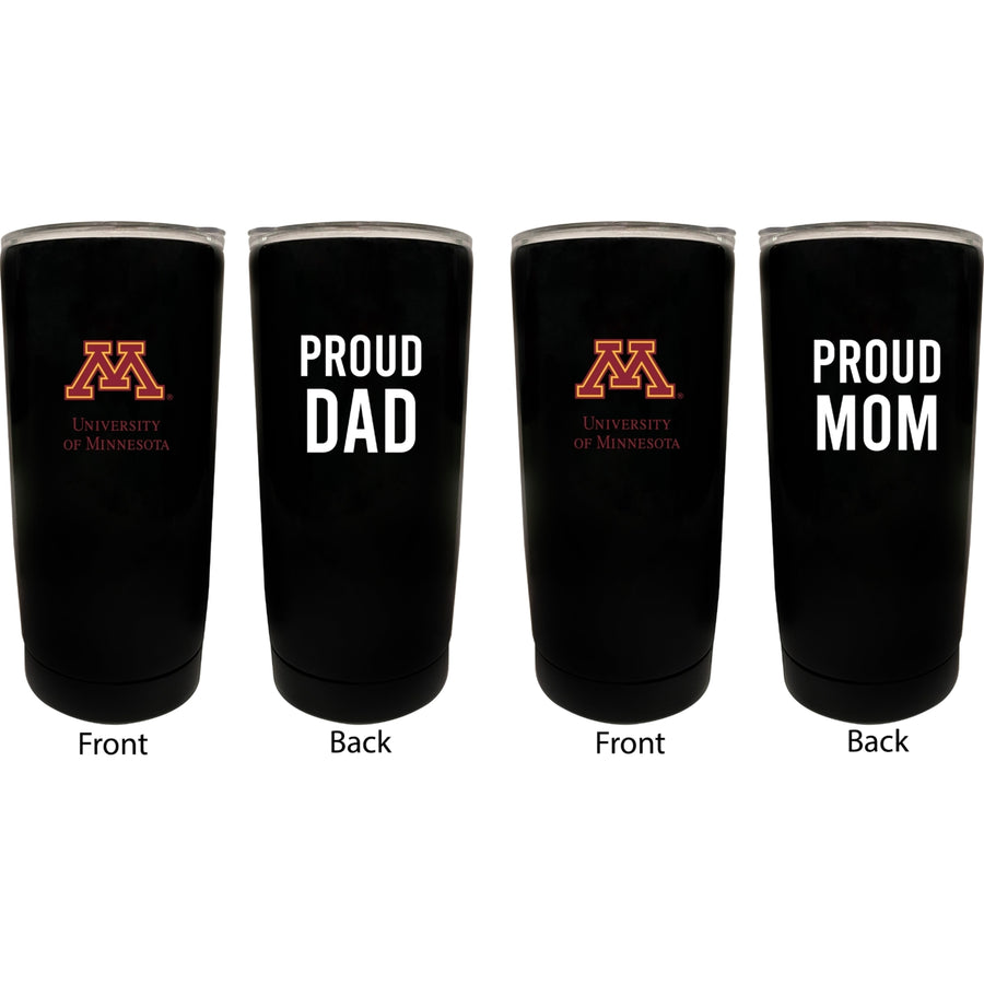 Minnesota Gophers NCAA Insulated Tumbler - 16oz Stainless Steel Travel Mug Proud Mom and Dad Design Black Image 1