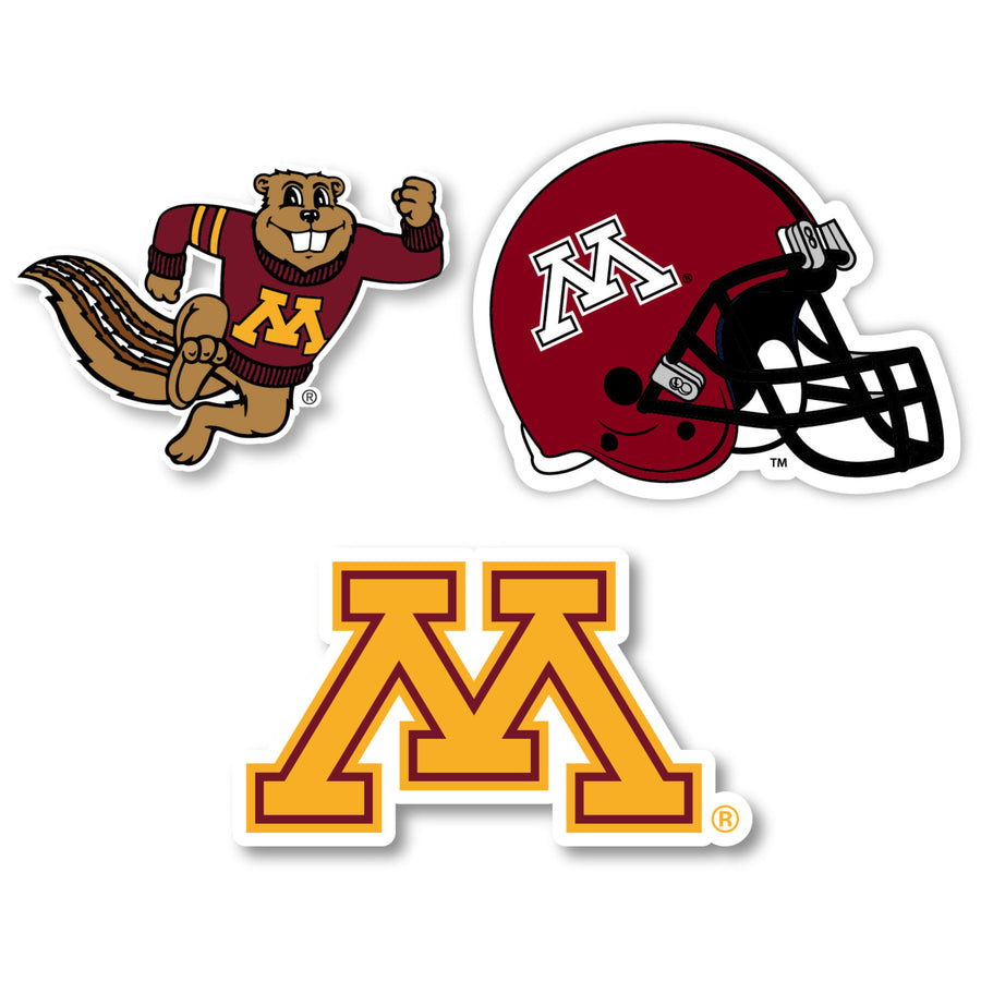 Minnesota Gophers 3 Pack 4-Inch Each NCAA Durable School Spirit Vinyl Decal Sticker Image 1