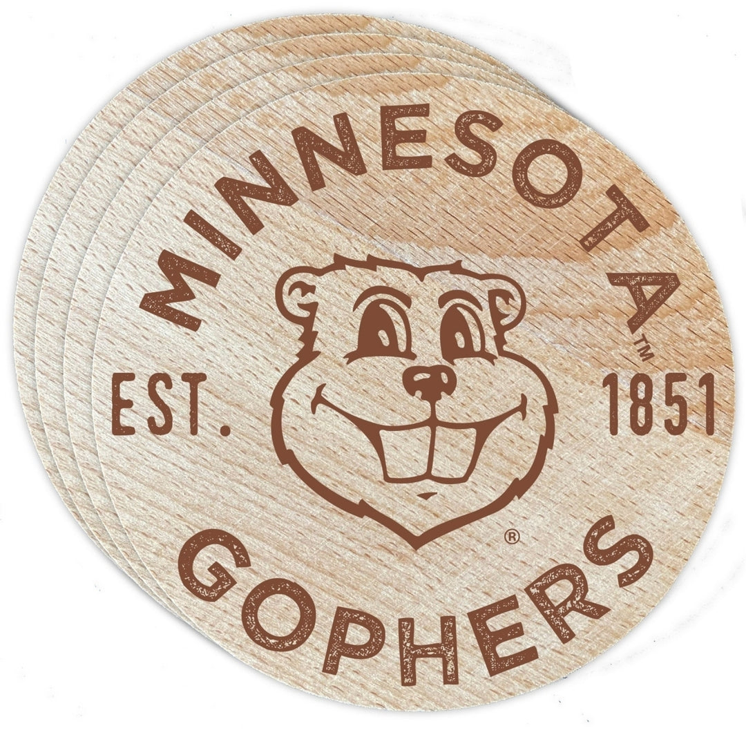 Minnesota Gophers Officially Licensed Wood Coasters (4-Pack) - Laser Engraved, Never Fade Design Image 1