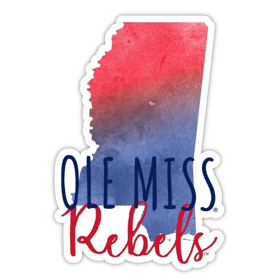 Mississippi Rebels "Ole Miss" 2-Inch on one of its sides Watercolor Design NCAA Durable School Spirit Vinyl Decal Image 1