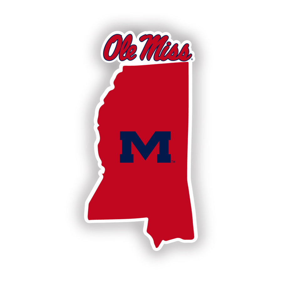 Mississippi Rebels "Ole Miss" 4-Inch State Shape NCAA Vinyl Decal Sticker for Fans, Students, and Alumni Image 1