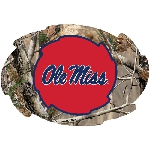 Mississippi Rebels "Ole Miss" Camo Design Swirl Shape 5x6-Inch NCAA High-Definition Magnet - Versatile Metallic Surface Image 1