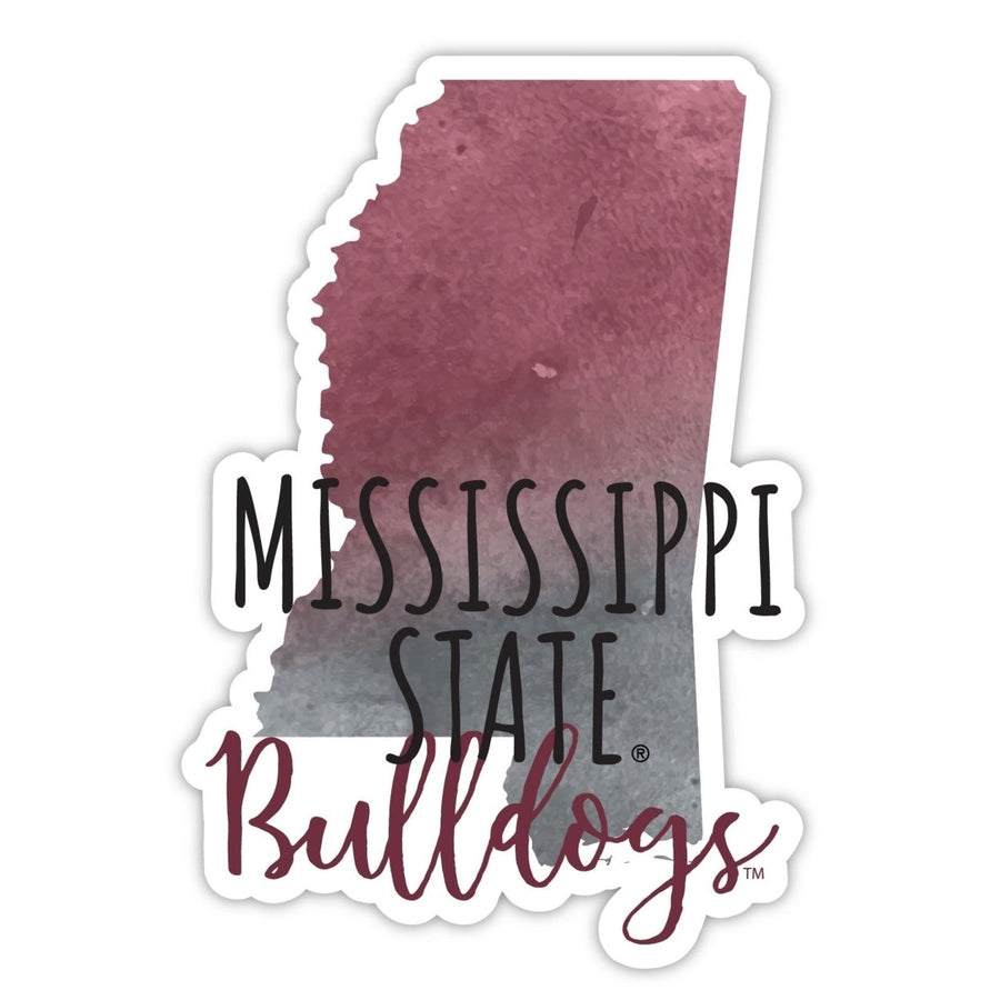 Mississippi State Bulldogs 4-Inch Watercolor State Shaped NCAA Vinyl Decal Sticker for Fans, Students, and Alumni Image 1