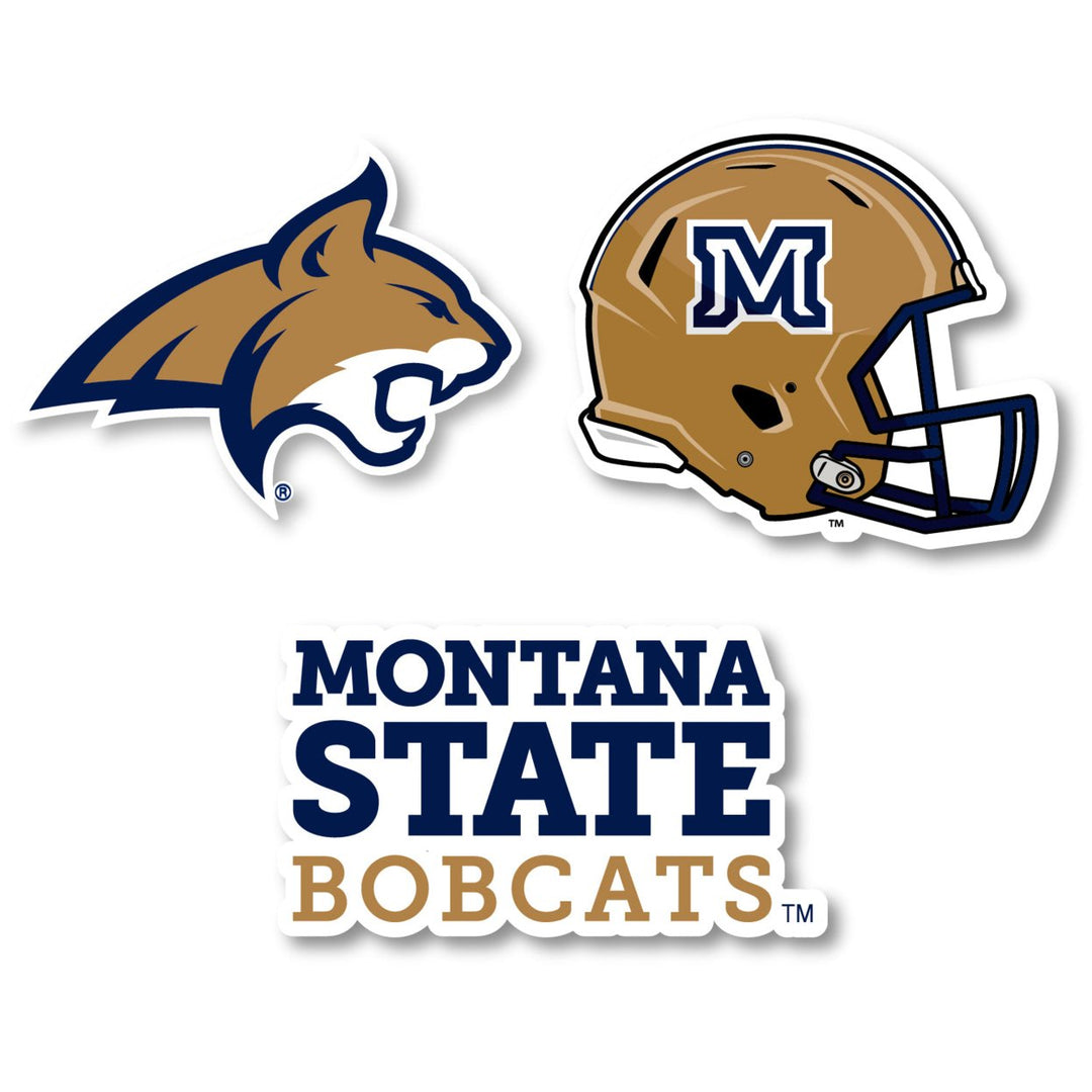 Montana State Bobcats 3 Pack 4-Inch Each NCAA Durable School Spirit Vinyl Decal Sticker Image 1