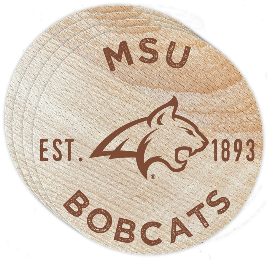 Montana State Bobcats Officially Licensed Wood Coasters (4-Pack) - Laser Engraved, Never Fade Design Image 1