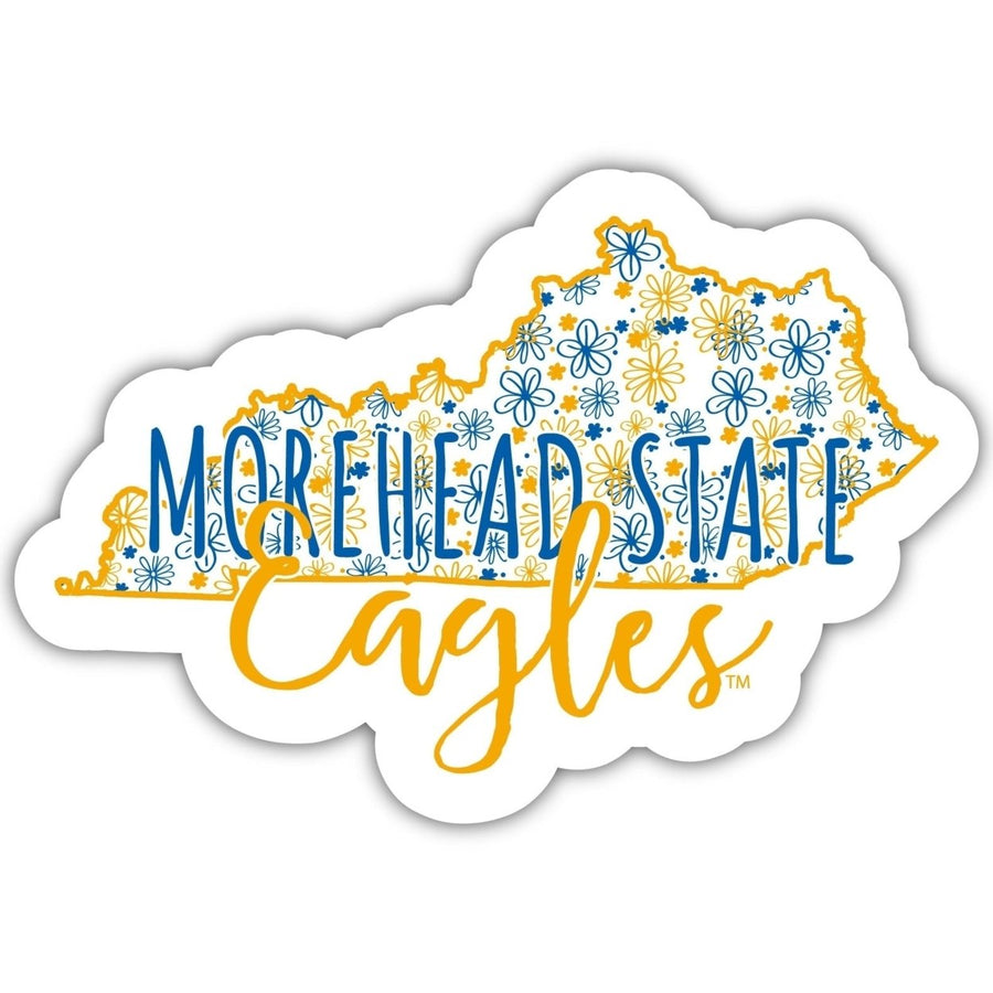 Morehead State University 4-Inch State Shaped NCAA Floral Love Vinyl Sticker - Blossoming School Spirit Decal Image 1