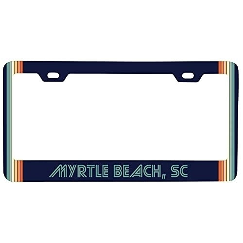 Myrtle Beach South Carolina Car Metal License Plate Frame Retro Design Image 1