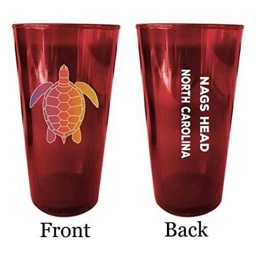 Myrtle Beach South Carolina Souvenir 16 oz Red Plastic Pint Glass 4-Pack Image 1