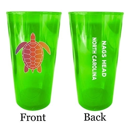 Myrtle Beach South Carolina Souvenir 16 oz Green Plastic Pint Glass 4-Pack Image 1