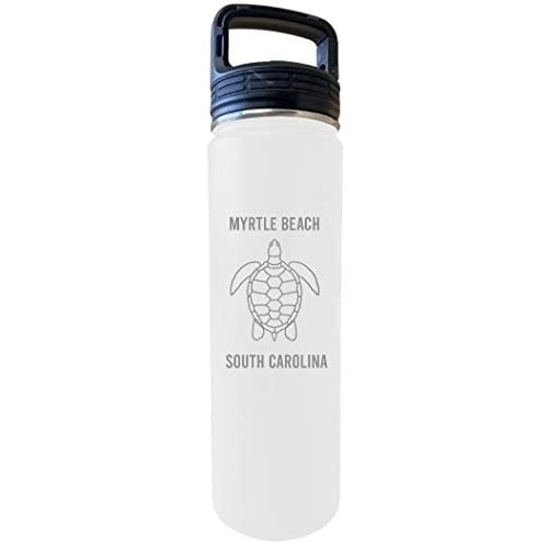 Myrtle Beach South Carolina Souvenir 32 Oz Engraved White Insulated Double Wall Stainless Steel Water Bottle Tumbler Image 1