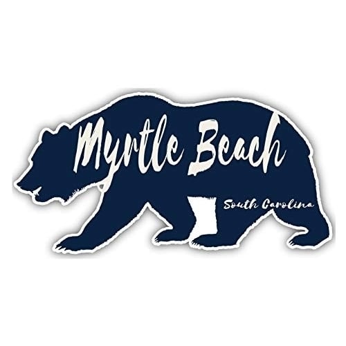 Myrtle Beach South Carolina Souvenir 3x1.5-Inch Vinyl Decal Sticker Bear Design Image 1