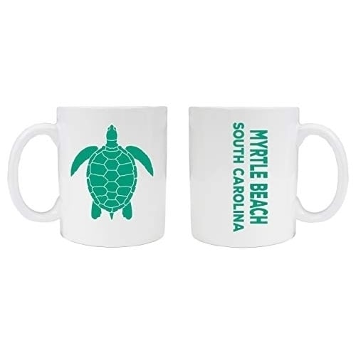 Myrtle Beach South Carolina Souvenir White Ceramic Coffee Mug 2 Pack Turtle Design Image 1