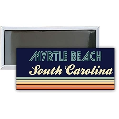 Myrtle Beach South Carolina Souvenir 4.75x2-Inch Rectangle Fridge Magnet Retro Design Image 1